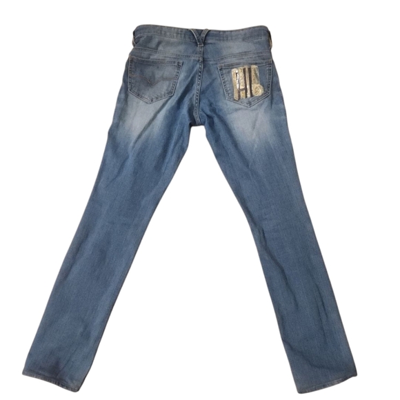 Versace Jeans Size 26 EUC Patent Leather Hi with Embroidered Gold - Picture 2 of 5